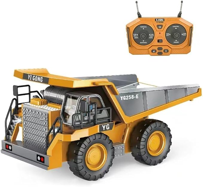 Remote Control Dump Truck RC 1/20 Fully FunctionalEngineering Vehicle, 9 Channel Dump Truck Toy 2.4Ghz with Lights andSounds, for Kids Aged