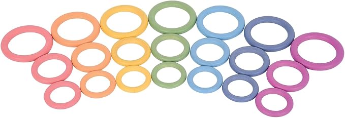 TickiT-73977 Rainbow Wooden Rings - Set of 21 - 3 Sizes - Counting and Sorting Rings - Loose Parts Wooden Toy for Babies and Toddlers 10m+ - Inspire Curiosity and Open-Ended Play | Counting and Sorting Rings, Loose Parts Wooden Toys, Inspire Curiosity ...