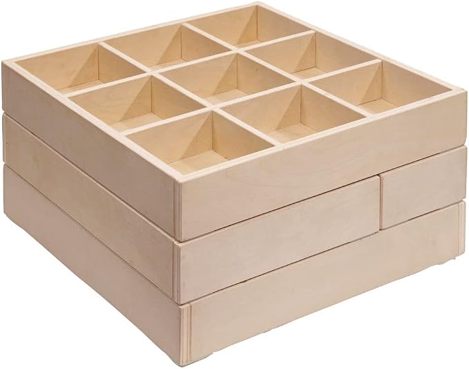 Kaplan Early Learning Company Loose Parts Stacking Wooden Trays - Set of 4