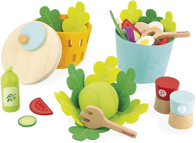 Janod - My Mixed Salad - 33 Piece Pretend Play Kitchen Set - 3 Years + J06595 | Ideal for Toddlers - Enhances Imaginative Play - Fake Food Cooking Toys - Perfect Birthday Gift for Kids 3 and Up