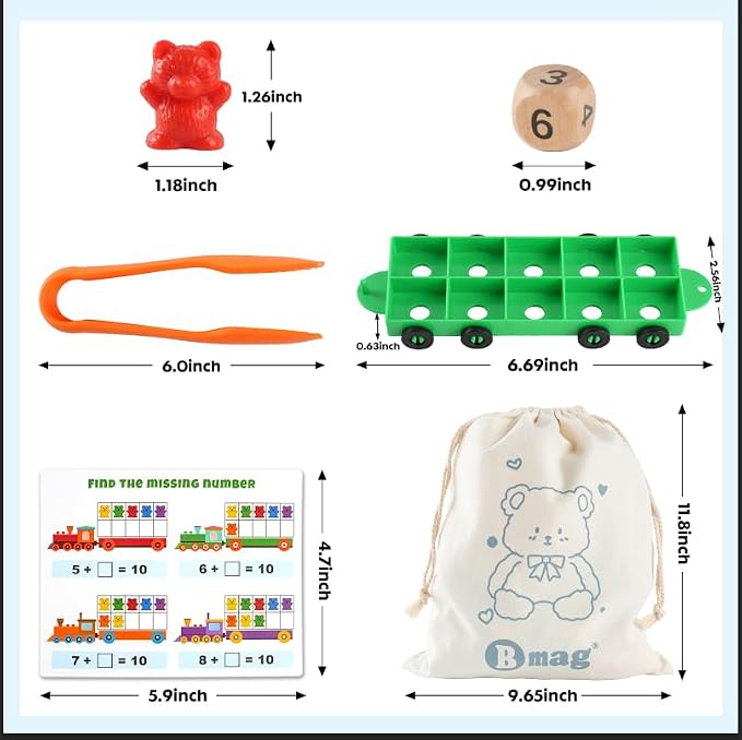 Bmag Counting Bears with Matching Trains, Preschool Learning Toys Color Recognition and Math Learning Games, STEM Educational Toy Gift for Kids Age 3 4 5 Year Old Boys Girls