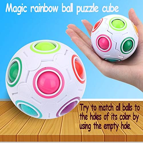 Magic Rainbow Ball Puzzle Fidget Stress Relief Ball Brain Teasers Games 12Holes