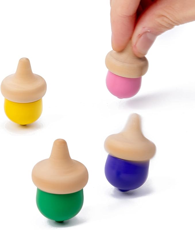 Wooden Color Sorting Toys for Toddlers - Montessori Counting Game with 6 Bowls & 20 Weighted Acorns - DIY Unpainted Pieces - Premium Educational Set with Tweezers, Spoon, Scoop & Bag - Kids 3+