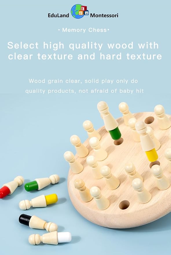 Sensorial Wooden Memory Match Color Peg Board Chess Game, Color Memory Family Game Battle Game (Basic) Interaction, Educational Toy Intelligent Game Boys and Girls Age 3+ Gift