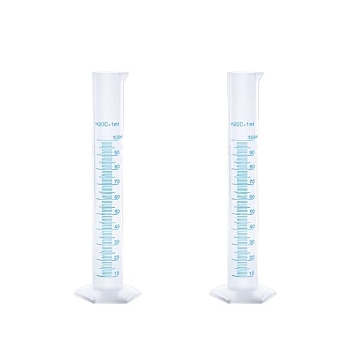 Plastic Graduated Cylinder Set - 25ml/50ml/100ml Measuring Cylinders for Science Lab, Chemistry Experiments, Kids Education - Shatterproof, Durable & BPA-Free (2-Pack 100ml)