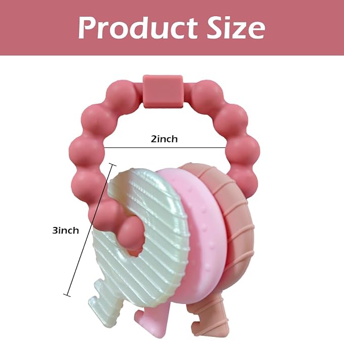 Baby Teething Keys Toys 3 to 12 Months,Infants Toddler Sensory Chew Toys,Teether Toys for Baby Girl-Soft & Raised Texture to Soothe Gums,BPA Free (Pink)