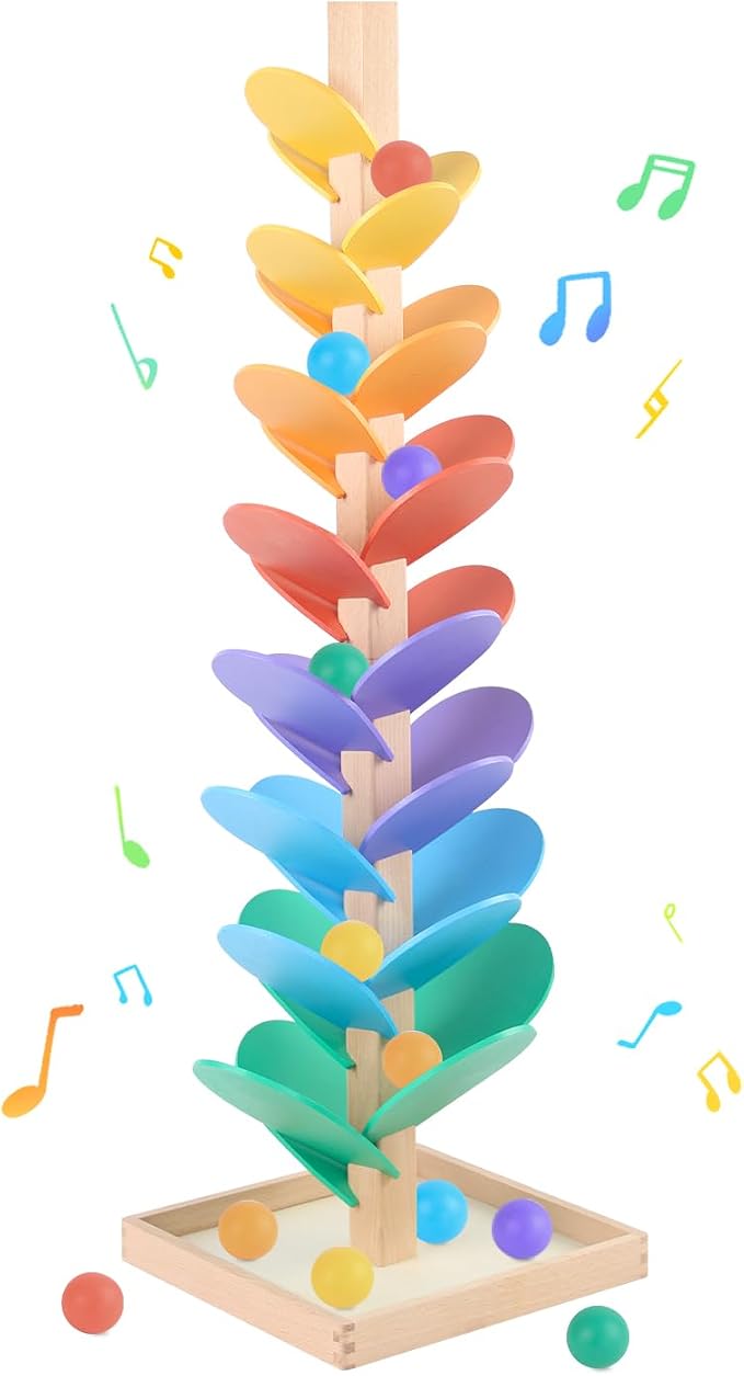 Marble Run Wood Ball Drop Toy Marble Tree Set for Kids 3-5 4-8 (1.1" Balls) | Marble Run Wooden Musical Tree Set Ball Run Toys for 4-8 8-12 Years Old Marble Tree Montessori Toys Christmas Birthday Gift