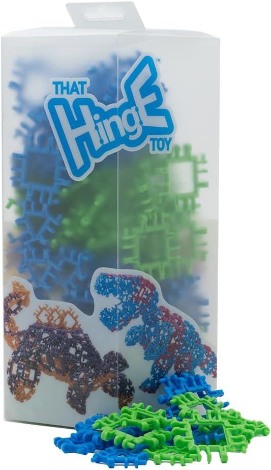 That Hinge Toy 150 Piece Age 7+ STEM Kids Building Toy - Dinosaurs + More | Blue + Green Creative Sensory Construction Tiles - Open Ended Play Gift Boys + Girls - Classroom Homeschool Manipulatives