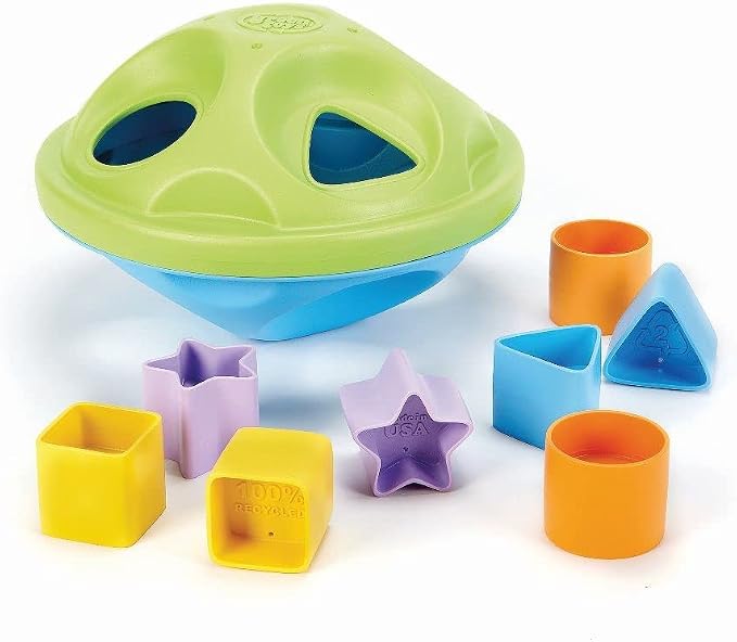 Green Toys Shape Sorter, Green/Blue - 10 Piece Motor Skills, Shape Categorization Kids Toy. Safe for Babies and Toddlers. No BPA, PVC. Dishwasher Safe, Recycled Plastic, Made in USA.