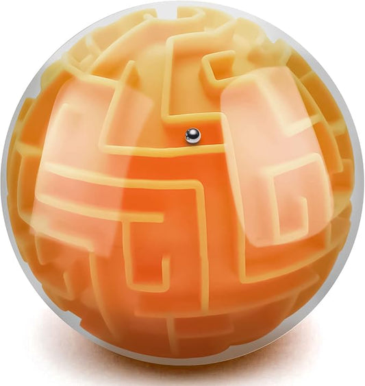 3D Maze Ball Puzzle Games Toys for Kids Age 6 7 8+ Boys Girls Gifts Ideas | Gravity Brain Teaser Puzzle Game Toy for Kids Adult, High Difficulty Challenge Maze Game for Trips, Birthday Gift (Orange)