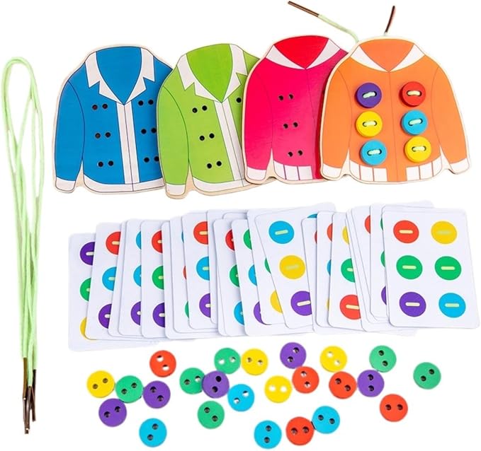 Children Early Education Clothes Threading Button Game Life Skill Teaching Aids Sewing Button Training Kid Board Toy Handmade Knitted Puzzle