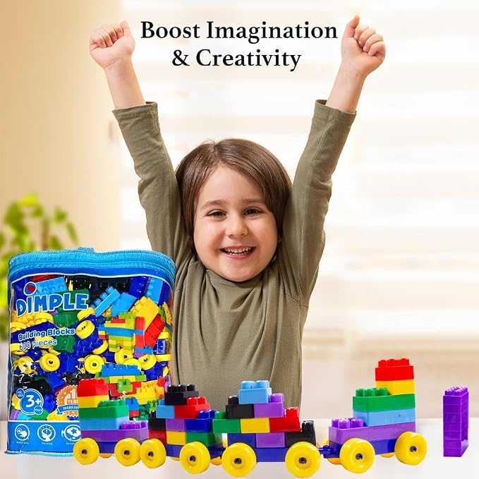 Dimple 600 Piece Large Building Blocks for Toddlers, Kids Interlocking Toys | Stackable Blocks, Multi-Colored Toys, Safe Non-toxic Plastic, Waterproof, Bright Colors, For Boys and Girls Age 3+