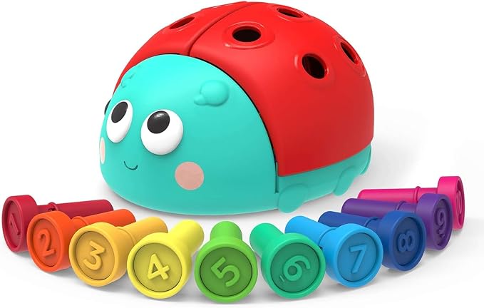 Battat Education – Fine Motor Peg Toy for Toddlers & Kids, Montessori Educational Developmental Learning Ladybug with Colorful Stacking Fun, Early Skills Development Toy for Preschoolers 18+ months | Ladybug counting toy with 10 colorful numbered pegs,...