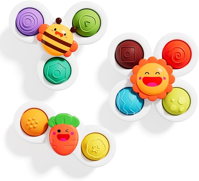 Pop Suction Cup Spinner Airplane Travel Toys for 1 Year Old Boy Girl | Novelty Spinning Tops Infant 12 18 Months,1 2 Year Old Boy Birthday Gift for Toddlers ,Sensory Baby Bath Toy Kids Ages 1-3