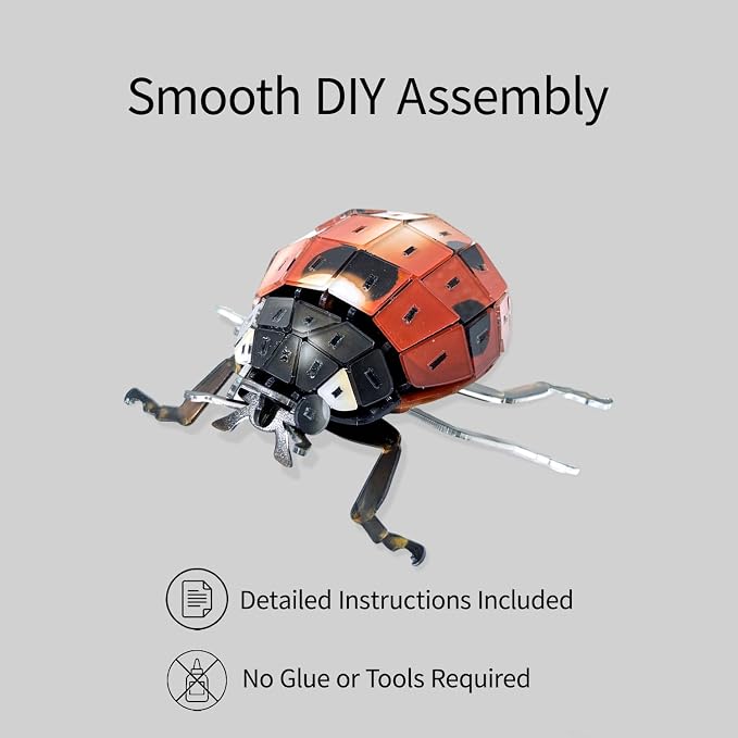3D Acrylic Insect Puzzle DIY Bug Model Kit Animal STEM Gift | Building Kits Crafts Figurine Sculpture Nature Decoration Educational Display Toys for Kids Teens and Adults (Ladybug)