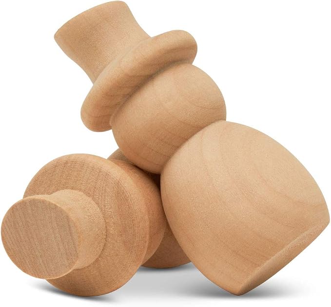 Snowman Peg Dolls 2-13/16 inch, Pack of 12 Wooden Peg Dolls for Christmas Crafting, Nativity Scenes, Holiday Decorations, by Woodpeckers