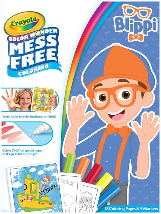 Crayola Blippi Color Wonder Coloring Set, 18 Blippi Mess Free Coloring Pages for Toddlers, Travel Activity, Toddler Toys & Gifts