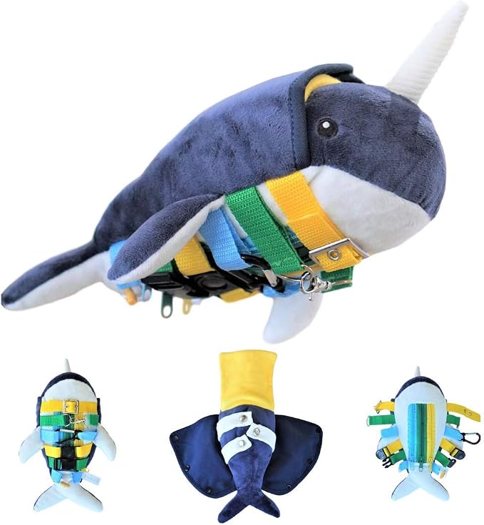 Narwhal Buckle Pillow, Sensory Fine Motor Toy for Kids and OT Therapy