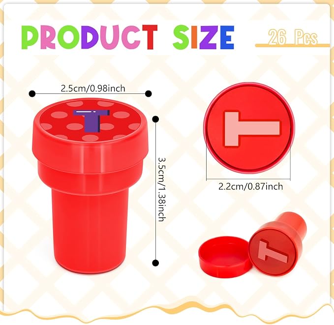 Cinrobiye 24 Pcs Alphabet Stampers Party Favor Set, Cute ABC Letter Stamps for Kids Early Learning, Classroom Rewards, Educational Phonics Toys, Goody Bag Fillers, Preschool Learning Supplies