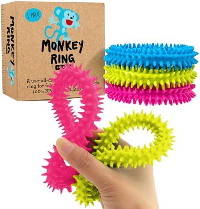 IMPRESA Fidget Toys Spiky Sensory Rings - 3-Pack, 2-Inch Inner / 4-Inch Outer - Sensory Toys & Classroom Prizes, Fidget Bracelet for Kids & Adults