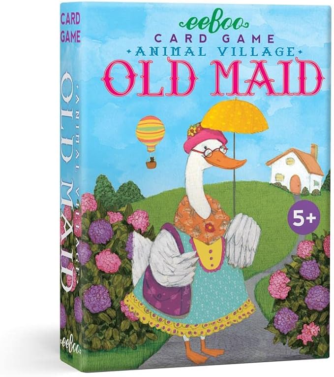 eeBoo Animal Old Maid Playing Card Game, 50 Cards, Ages 5+, 3+ Players | Introduces animals & builds vocabulary. Includes 50 laminated, animal themed cards. Develops patience & concentration