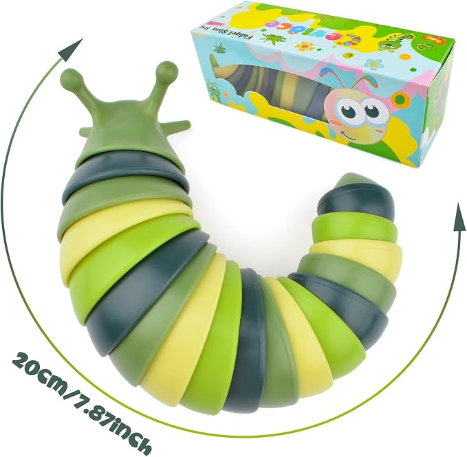 Cevioce Sensory Slug Fidget Toys, Fidget Slug Toys for Adult & Kid Party Favors, 1 PC Autism Sensory Toys for Autistic Children, Travel Toys for 3+ Easter Basket Stuffers Gifts for Toddler Kids B