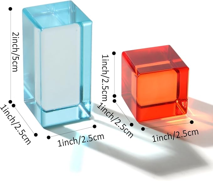 30 Pcs Mixed Acrylic Blocks Set - 10 Long (2.5x2.5x5CM) + 20 Cube (2.5x2.5x2.5CM) Rainbow Gem Blocks, Sensory Stacking Toy for 1 2 3 4 Years Old, Boys Girls Gift with Rich Building Possibilities