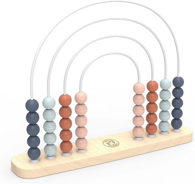 Wooden Roller Abacus Toy, Colorful Beads, Develops Hand-Eye Coordination, Color Recognition & Creativity, Smooth Sliding on Stainless Steel Rods, Non-Toxic Paint, Ideal for Kids | colorful sliding beads, roller abacus, wooden bead maze, montessori toys...