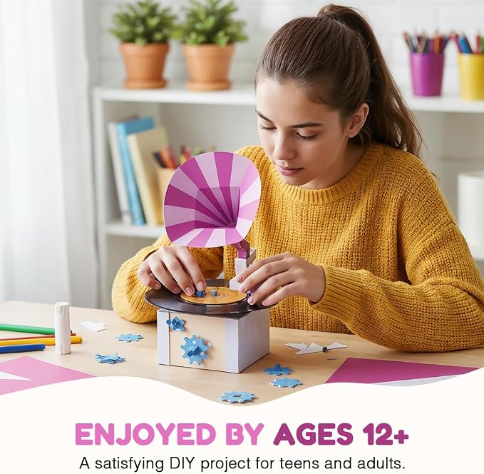 Go On Make Me - Animated Paper Craft Kit for Kids and Adults - Screenless STEM Activity - Build Your Own Moving Model (Turntable)