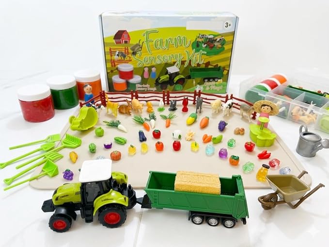 Farm Sensory Dough Kit (3 Jars) Non-Toxic Dough - Perfect Creative Play & Gifts for Kids