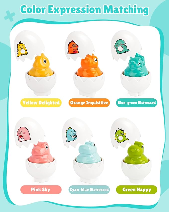 Matching Egg Toy 6 Pcs Develops Toddlers' Color & Shape Recognition Skills | Easter Basket Gift for Boys & Girls, Montessori Travel Toy for Kids 1-3, Fun Sorting Puzzle for Daily Early Education