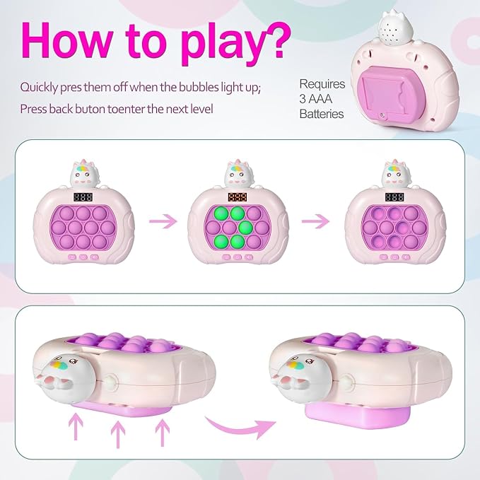 GAPER GO Fast Push Light Up Fidget Toys for Kids, Handheld Puzzle Game Sensory Toys, Christmas Toys Gifts for 3-12 Year Old Boys Girls, Easter Basket Stuffers (Uincorn)