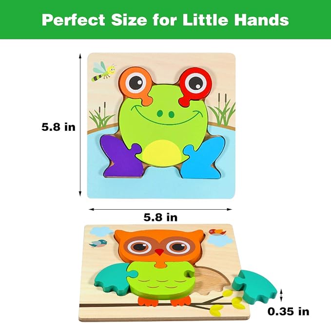 Wooden Montessori Puzzles for Toddlers Kids: Toys for 1+ Year Old Boy Girl | Toddler Puzzles Ages 1-3 2-4 Montessori Toys Gifts for 1 2 3 Year Old Girls Boys Kids Baby Preschool Learning Educational Toy