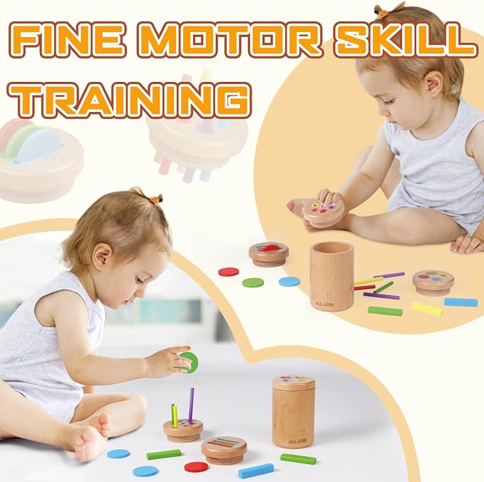ALLABC Color Sorting Toys for Toddlers Montessori Toys for 1 2 3 Year Old | Preschool Educational Learning Toys | Wooden Sensory Toys | Fine Motor Skills Toys | Open Ended Toys | Airplane Travel Toys