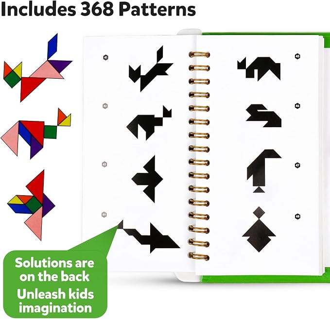 Travel Tangram Puzzle Car Game Magnetic Pattern Blocks Road Airplane Trip Essentials Activities Montessori Educational Toys Brain Teasers Book for Age 4-8 Kids Boys Girls Toddler (368 Solution)