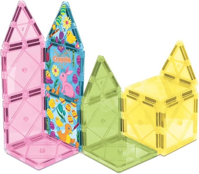 CreateOn Crayola Easter Magnetic Tile Set - STEM & Montessori Building & Educational Toys for Kids, Easter Basket Stuffer Toys for Boys and Girls Ages 3+, 14-Piece Set