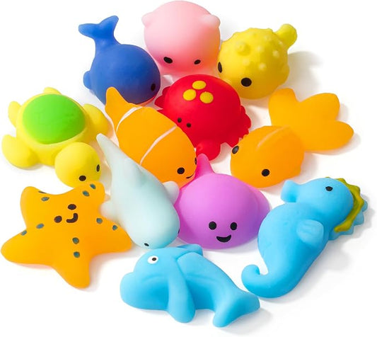 Mr. Pen- Sea Creature Squishy Toys, 12 Pack | Washable Twistable Stretchy Squishies, Soft Stress Relief Sensory Toys for Squeezing, Kids’ Gifts