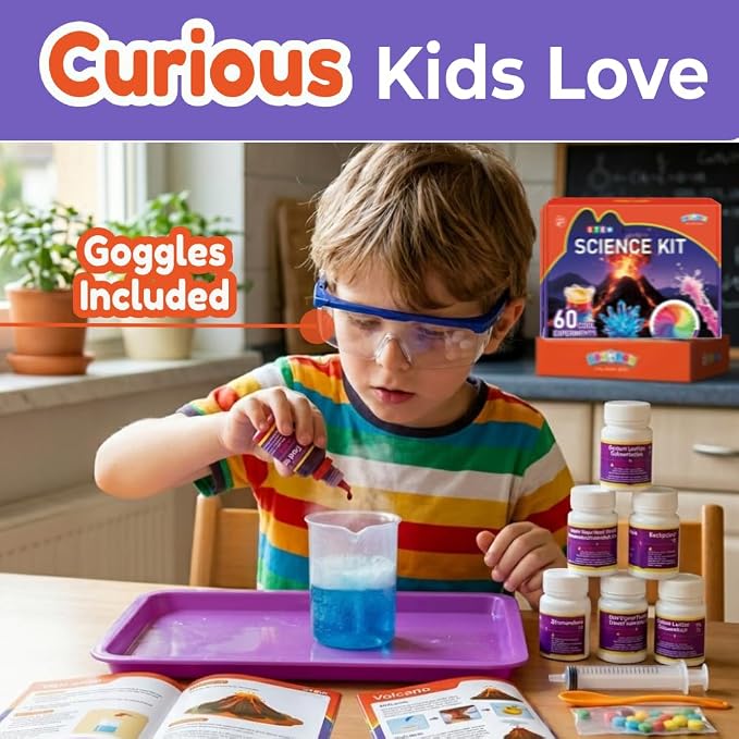 BenBen Science Kit for Kids Age 6-8, 60 Starter Experiments,Birthday Gift | STEM Toy for Boys Girls, Homeschool Classroom Education, Family Group Screen-free Learning Activity, Back to School Gift