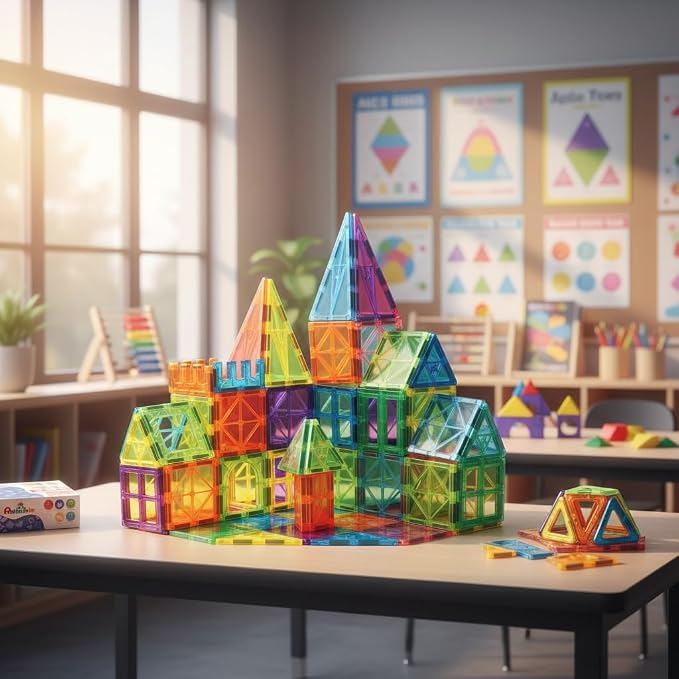 Anbalulu 63PCS Magnetic Tiles, Magnetic Building Set | Magnetic Building Blocks for kids Toddlers Ages 3-9, Construction Blocks, STEM Sensory Educational Gift Toys