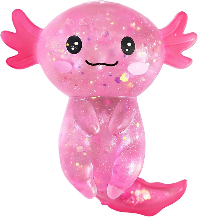 2 Pcs Axolotl Squishy Stress Relief Toy, Stretchy Axolotls Stress Soft Squeeze Sensory Fidget Toys for Kids Adults, Cute Axolotls Squishies Party Favors Classroom (BluePink)