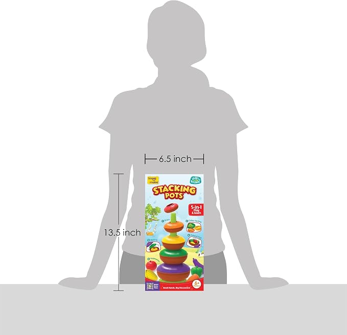 Imagimake Leaps & Bounds - Stacking Pots, 5-in-1 Activity Toy, Ages 6M+ | Early Learning Toy, Learn Colors, Stacking, Nesting & Size Sorting, First Birthday Gift for Babies 6,7,8,9,10,11,12 Months