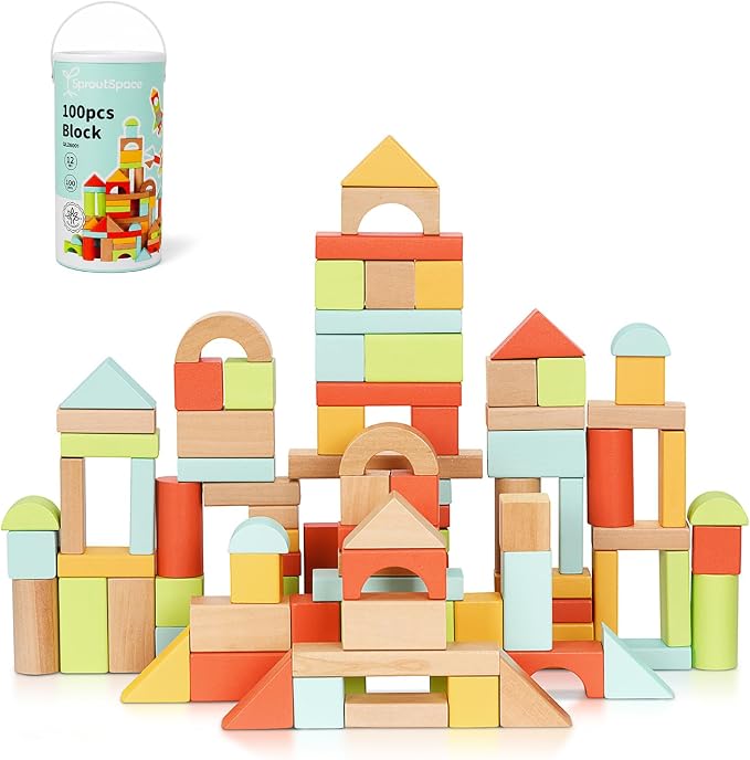 100pcs Building Blocks for Toddlers 1-3, with Storage Bucket | with Shape Sorter, Stacking Toys or 1 2 3 Year Old, Learning Toys for Preschool Girls and Boys