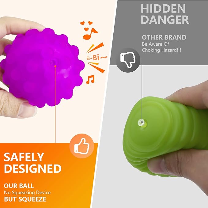 Sensory Balls for Toddlers 1-3, 6PCS Textured Sensory Toys | BPA-Free, Soft Squeeze, Multicolor Sensory Teething Ball, Fine & Gross Motor Skills, Baby Birthday Gift Toys