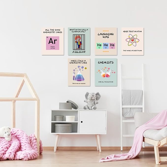 AIOCDIT Funny Science Wall Art Classroom Wall Decor,High School Educational Art Posters Aesthetics Inspirational Decorations Set of 6 (8"x10",Unframed).