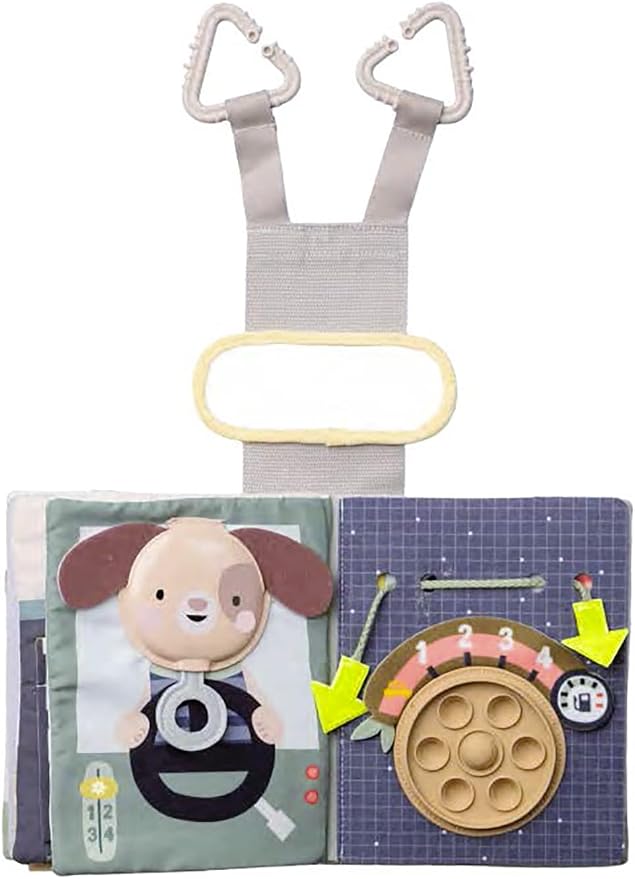 Taf Toys Car seat Toys Busy Book for Toddlers 1-3, Montessori Quiet Activity Books Travel Toy with 15 Activities - Montessori Toys Busy Board for baby - Boy Toys Girl Birthday Gift Travel activity car