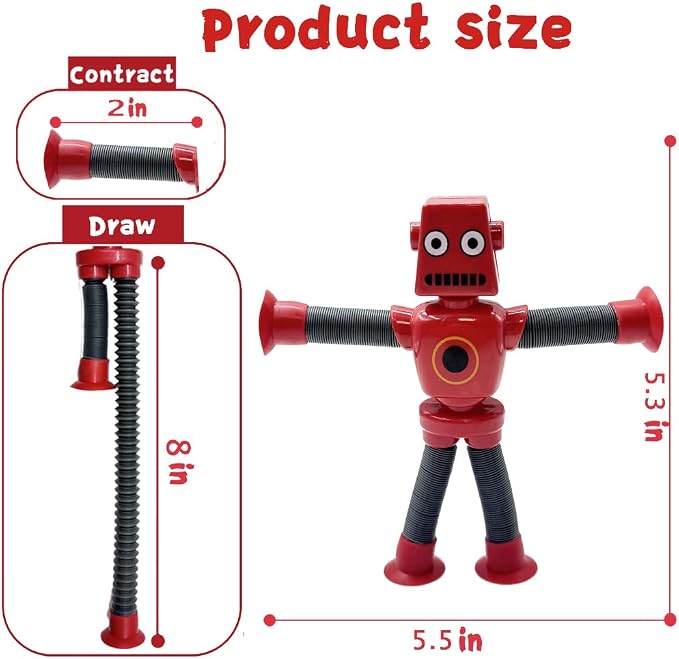 24PC Robot Suction Cup Sensory,Toys for Kids with Autism,Autism Sensory Products,Suction Cup Toy,pop Tubes Robots Stress and Anxiety Relief for Kids 3 4 5 6 7,Christmas Easter Gifts for Girls and Boys