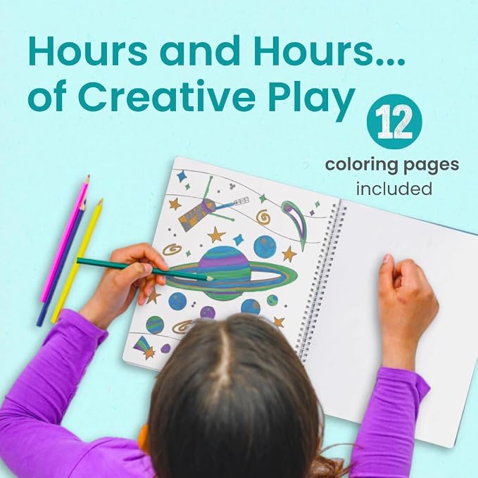 Cupkin Outer Space Coloring & Sticker Activity Book | 500+ Stickers | Spiral-bound kids craft format with 12 scenes, 12 art pages, side-by-side viewing, and an easy-peel design for ages 2–8