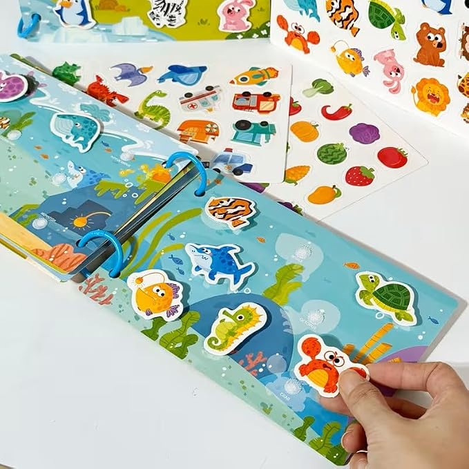 Montessori Busy Book Sorting Toys for Toddlers 2-4, Quiet Book Educational Preschool Learning Activities for Kids, Sensory Fine Motor Matching Games for 3 Year Old Boys Girls Gifts (Blue)