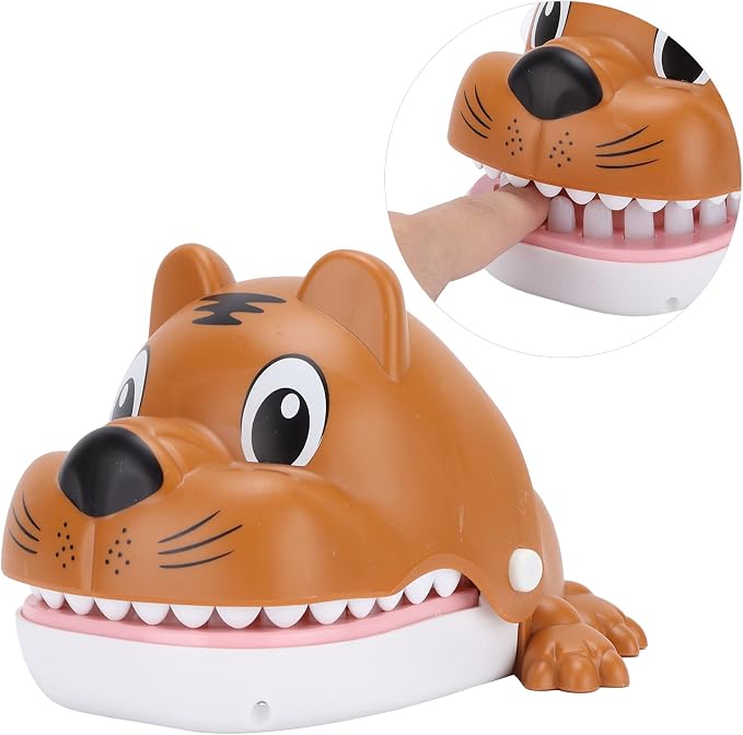 Bite Finger Whale Toys Whale Mouth Dentist Bite Finger Toy Interactive Game Funny Gags Toy for Kids Cute Whale Mouth Playing Toy with Smooth Surface Spray Paint T (Tiger Dog)