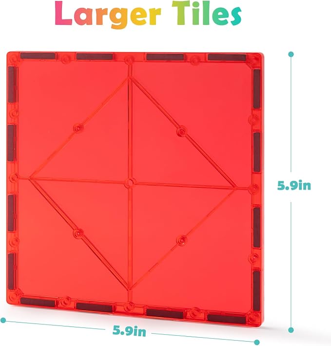 Gemmicc 12 PCS Large Magnetic Tiles,Jumbo Magnet Base Plates,STEM Magnetic Building Blocks for Kids Boys Girls